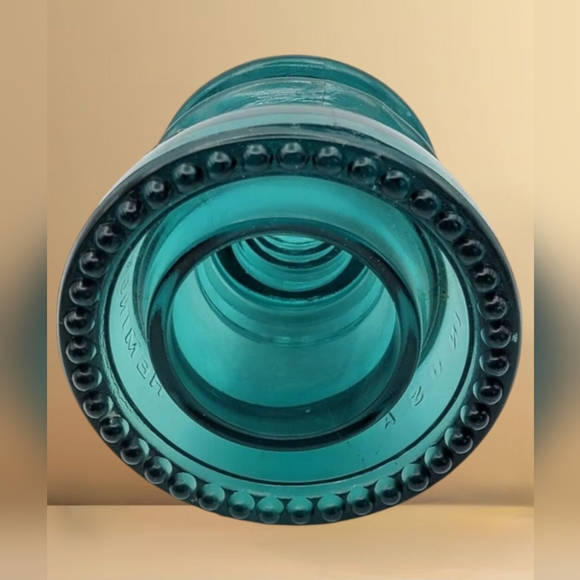 VINTAGE HEMINGWAY 42 HEAVY DUTY ELECTRICAL GLASS INSULATOR AQUA MARINE MADE USA - Picture 4 of 5